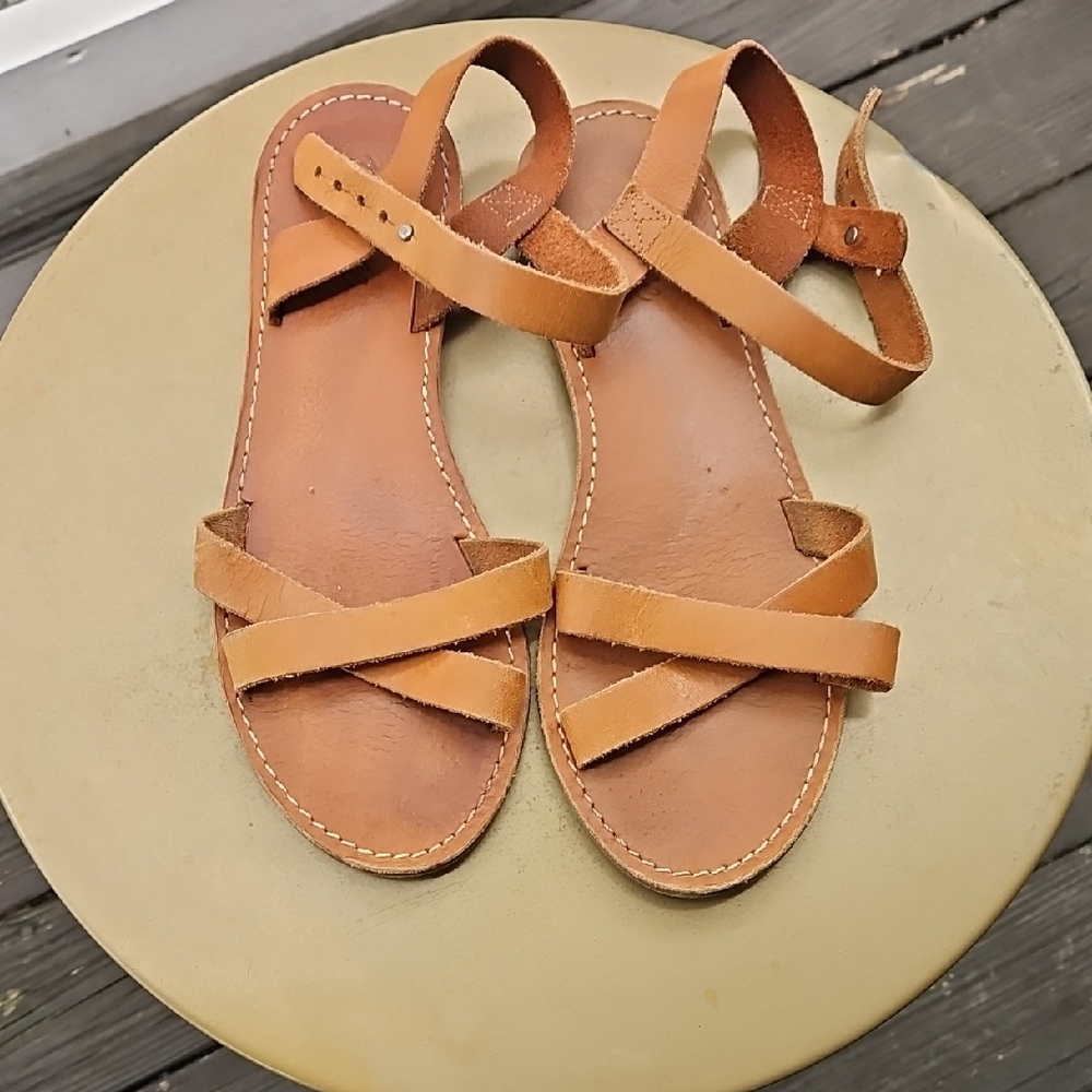 Madewell Boardwalk Light Brown Tan Leather Sandals